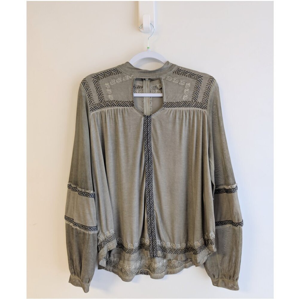 POL clothing boho sheer long sleeve blouse